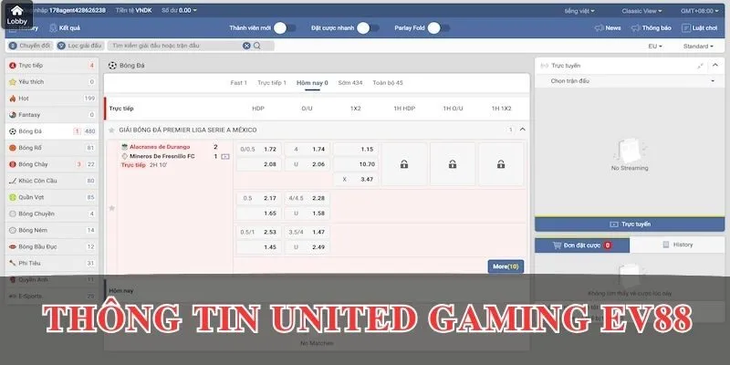Thông tin chung về sảnh United Gaming EV88